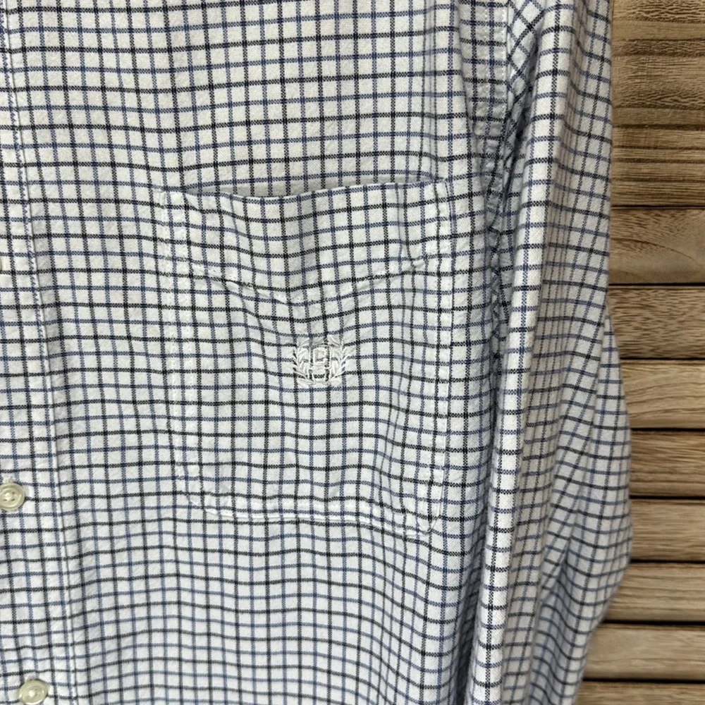 Chaps Shirts Men's White and Blue Plaid Long Sleeve Button Down Size L - Picture 8 of 14